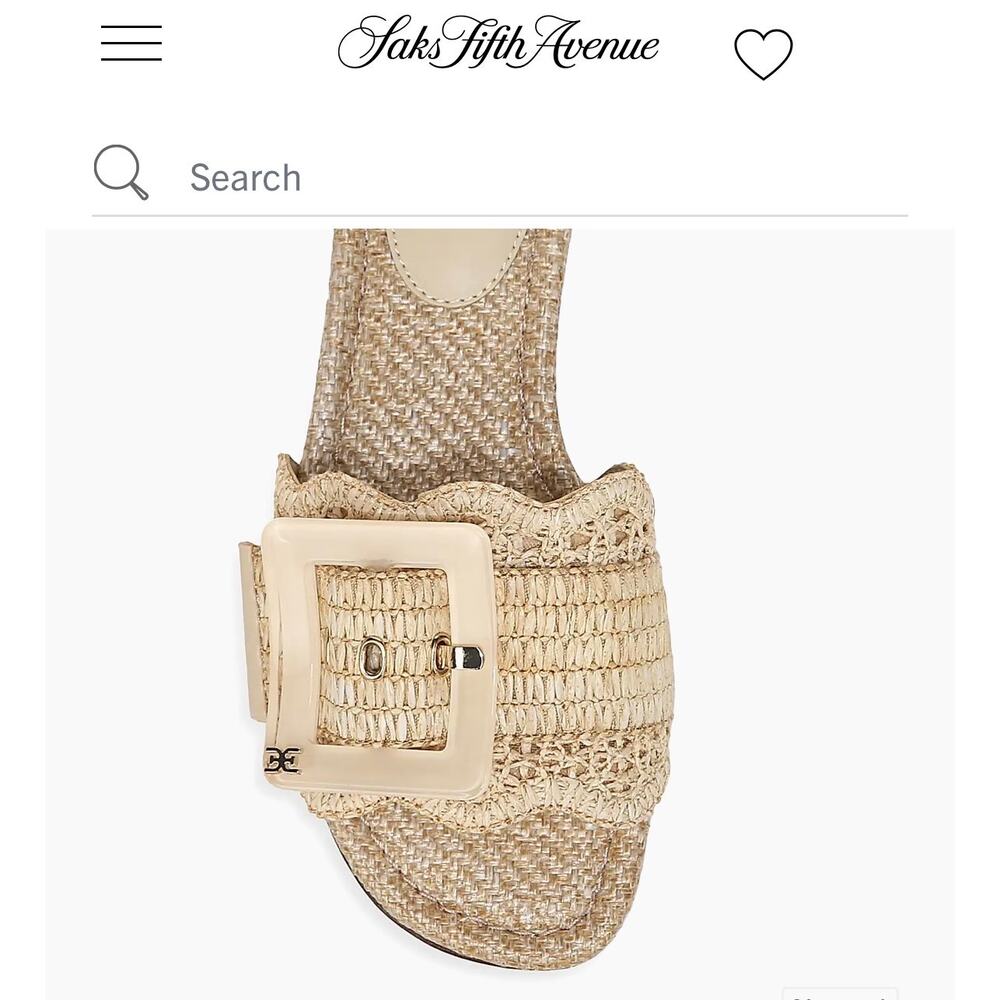 Sam Edelman Bambi slide w woven raffia & large resin buckle detail. Retail $130 - Picture 2 of 6